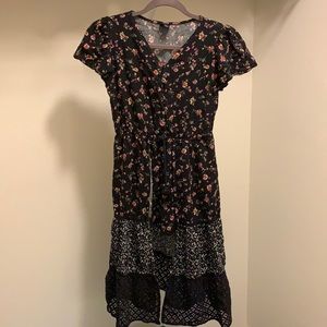 Art Class black floral shorts split front romper